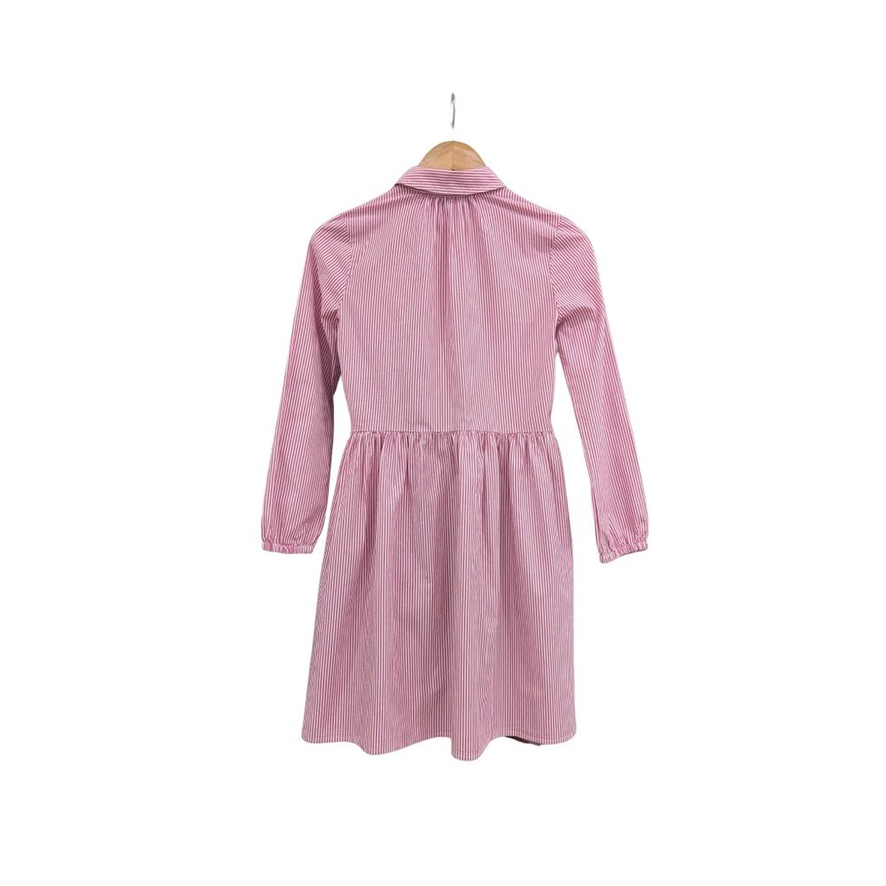 J.Crew Pink White Striped Shirt Dress Button Front Cotton Stretch Long Sleeve Si - Picture 3 of 7